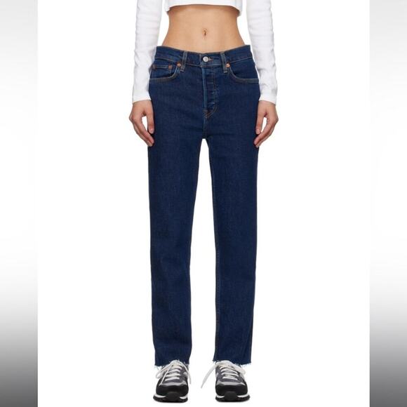 Re/Done Denim - Re/Done 70s Stove Pipe Jeans In Dark Rinse